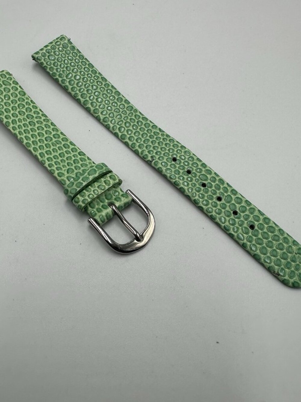 Croton Green Replacement 14MM Watch Band Embossed Leather Silver Buckle